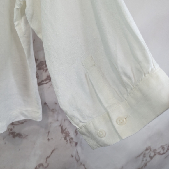 Everlane Shirt Womens White Button Up Linen Pocket Popover Billow Blouse - Picture 12 of 13
